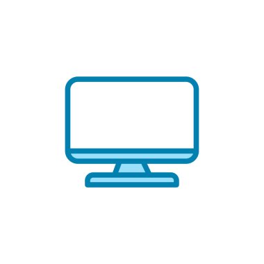 Monitör simgesinin resimleme vektörü grafiği. PC, bilgisayar, masaüstü, televizyon vs. için uygun.