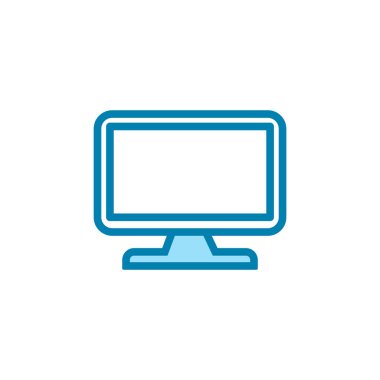 Monitör simgesinin resimleme vektörü grafiği. PC, bilgisayar, masaüstü, televizyon vs. için uygun.