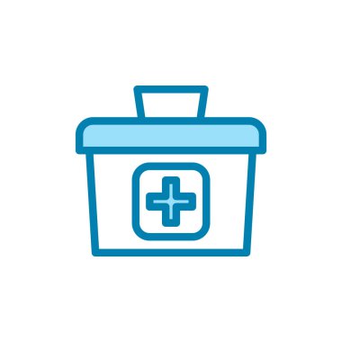 İlk yardım kutusu simgesinin İllüstrasyon Vektörü grafiği. Acil durum, ilk yardım çantası, sağlık hizmetleri vb..