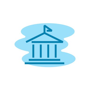 Okul binası ikonunun İllüstrasyon Vektörü grafiği. Ofis, işaret, yapı, element, üniversite, kütüphane, modern nesne, eğitim vb.