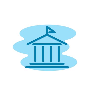 Okul binası ikonunun İllüstrasyon Vektörü grafiği. Ofis, işaret, yapı, element, üniversite, kütüphane, modern nesne, eğitim vb.