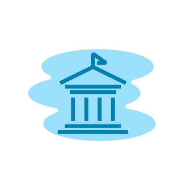 Okul binası ikonunun İllüstrasyon Vektörü grafiği. Ofis, işaret, yapı, element, üniversite, kütüphane, modern nesne, eğitim vb.