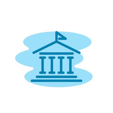 Okul binası ikonunun İllüstrasyon Vektörü grafiği. Ofis, işaret, yapı, element, üniversite, kütüphane, modern nesne, eğitim vb.