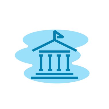 Okul binası ikonunun İllüstrasyon Vektörü grafiği. Ofis, işaret, yapı, element, üniversite, kütüphane, modern nesne, eğitim vb.