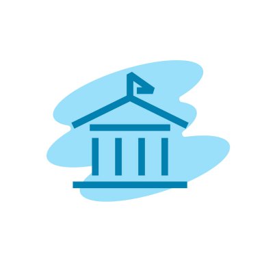 Okul binası ikonunun İllüstrasyon Vektörü grafiği. Ofis, işaret, yapı, element, üniversite, kütüphane, modern nesne, eğitim vb.