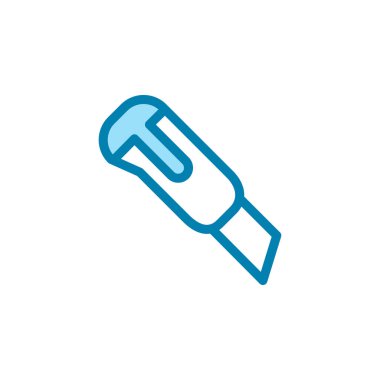 Simgeyi kesmenin İllüstrasyon Vektörü grafiği. Kesmeye uygun, bileyici, aksesuar, kutu bıçağı, maket bıçağı vs..