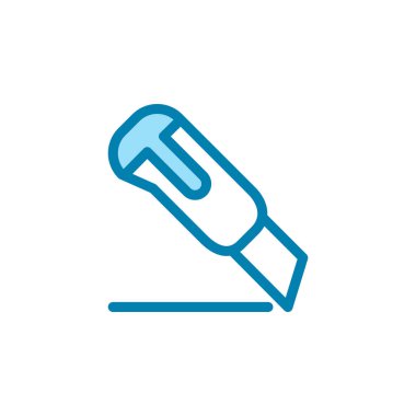 Simgeyi kesmenin İllüstrasyon Vektörü grafiği. Kesmeye uygun, bileyici, aksesuar, kutu bıçağı, maket bıçağı vs..