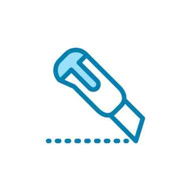 Simgeyi kesmenin İllüstrasyon Vektörü grafiği. Kesmeye uygun, bileyici, aksesuar, kutu bıçağı, maket bıçağı vs..