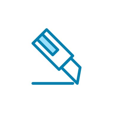 Simgeyi kesmenin İllüstrasyon Vektörü grafiği. Kesmeye uygun, bileyici, aksesuar, kutu bıçağı, maket bıçağı vs..