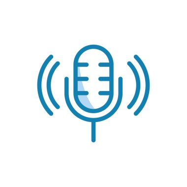 Mikrofon simgesinin illüstrasyon vektörü grafiği. Podcast, ses, kayıt, karaoke, röportaj vs. için uygun.