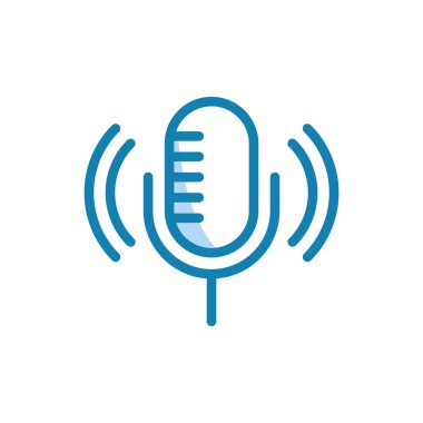 Mikrofon simgesinin illüstrasyon vektörü grafiği. Podcast, ses, kayıt, karaoke, röportaj vs. için uygun.