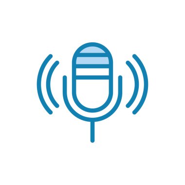 Mikrofon simgesinin illüstrasyon vektörü grafiği. Podcast, ses, kayıt, karaoke, röportaj vs. için uygun.