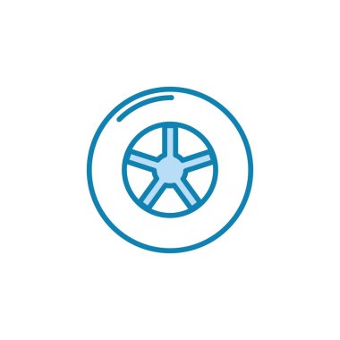 Tekerlekli araba ikonunun görüntü vektörü grafiği. Araç, otomobil, onarım, bakım, dükkan vs. için uygun.