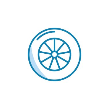 Tekerlekli araba ikonunun görüntü vektörü grafiği. Araç, otomobil, onarım, bakım, dükkan vs. için uygun.