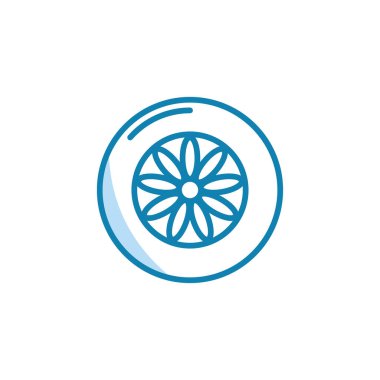 Tekerlekli araba ikonunun görüntü vektörü grafiği. Araç, otomobil, onarım, bakım, dükkan vs. için uygun.