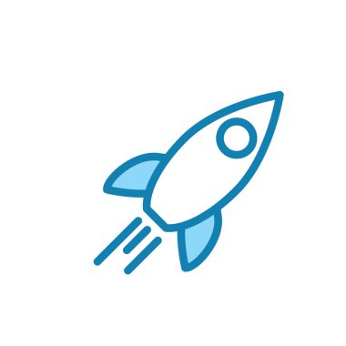 Roket ikonunun illüstrasyon vektörü grafiği. Uzay gemisi, gelecek, fantezi, uzay aracı vs. için uygun.