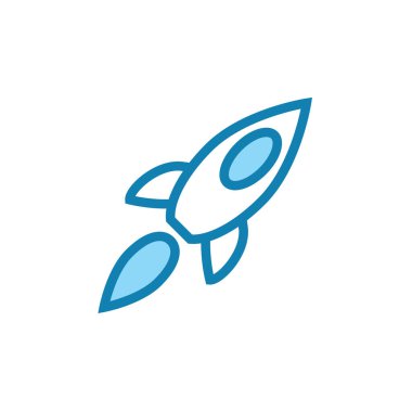 Roket ikonunun illüstrasyon vektörü grafiği. Uzay gemisi, gelecek, fantezi, uzay aracı vs. için uygun.