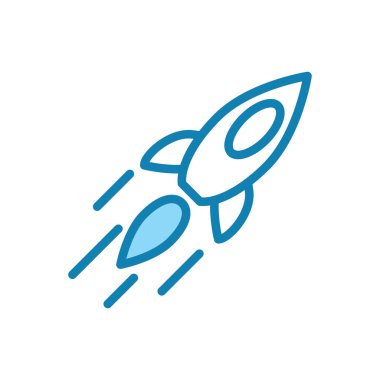 Roket ikonunun illüstrasyon vektörü grafiği. Uzay gemisi, gelecek, fantezi, uzay aracı vs. için uygun.