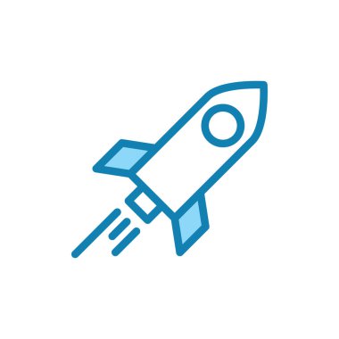 Roket ikonunun illüstrasyon vektörü grafiği. Uzay gemisi, gelecek, fantezi, uzay aracı vs. için uygun.