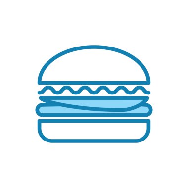 Hamburger ikonunun illüstrasyon vektörü grafiği. Amerikan yemeği, kalori, fast food vs. için uygun.