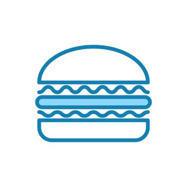 Hamburger ikonunun illüstrasyon vektörü grafiği. Amerikan yemeği, kalori, fast food vs. için uygun.
