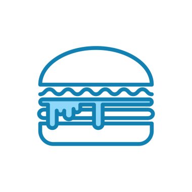 Hamburger ikonunun illüstrasyon vektörü grafiği. Amerikan yemeği, kalori, fast food vs. için uygun.