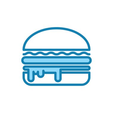 Hamburger ikonunun illüstrasyon vektörü grafiği. Amerikan yemeği, kalori, fast food vs. için uygun.