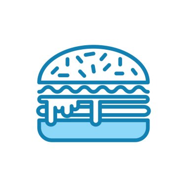 Hamburger ikonunun illüstrasyon vektörü grafiği. Amerikan yemeği, kalori, fast food vs. için uygun.