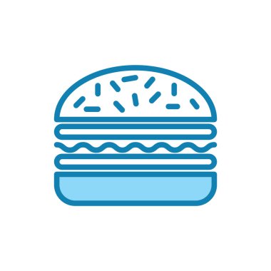 Hamburger ikonunun illüstrasyon vektörü grafiği. Amerikan yemeği, kalori, fast food vs. için uygun.
