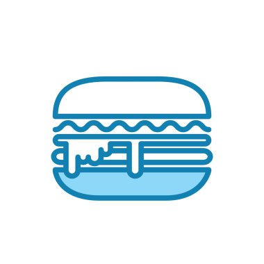 Hamburger ikonunun illüstrasyon vektörü grafiği. Amerikan yemeği, kalori, fast food vs. için uygun.