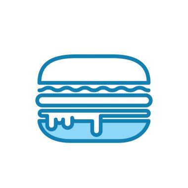 Hamburger ikonunun illüstrasyon vektörü grafiği. Amerikan yemeği, kalori, fast food vs. için uygun.