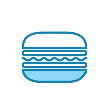 Hamburger ikonunun illüstrasyon vektörü grafiği. Amerikan yemeği, kalori, fast food vs. için uygun.