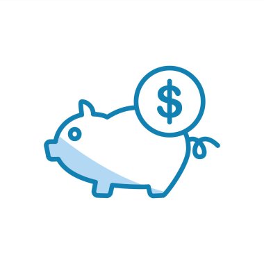 Domuz kumbarası ikonunun görüntü vektörü grafiği. Tasarruf, bankacılık, yatırım, finans vesaire için uygun.