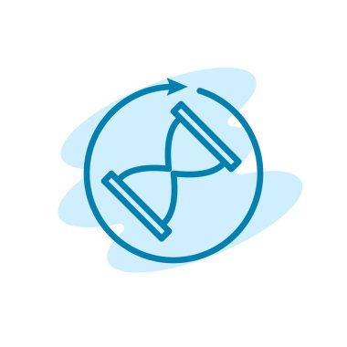 Kum saati simgesinin illüstrasyon vektörü grafiği. Saat, saat, geri sayım, mühlet vs. için uygun.