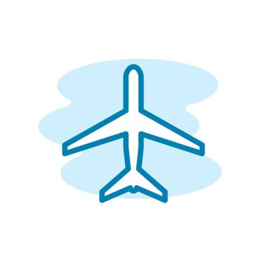 Çizim Vektörü uçak simgesi grafiği. Uçuş, ulaşım, uçak, havaalanı, gökyüzü vs. için uygun.