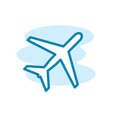 Çizim Vektörü uçak simgesi grafiği. Uçuş, ulaşım, uçak, havaalanı, gökyüzü vs. için uygun.