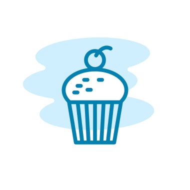 Kek ikonunun illüstrasyon vektörü grafiği. Tatlı için uygun, pasta, tatlı, fırın vs..