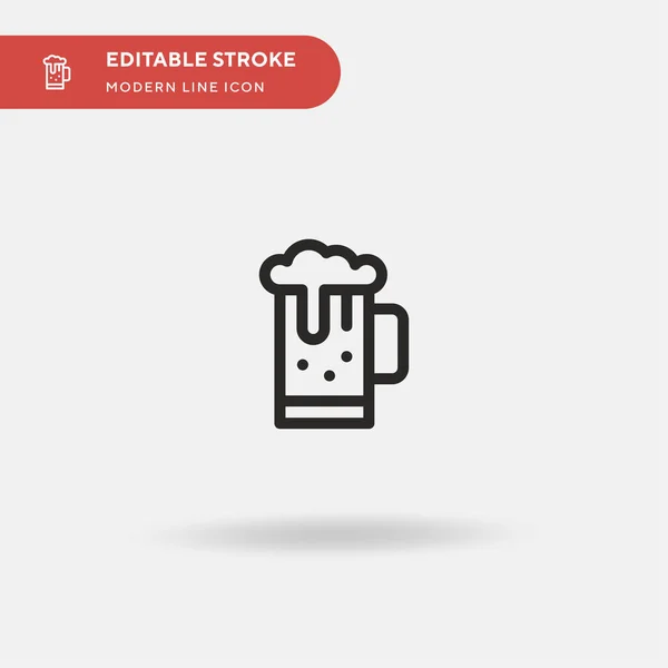 Caneca Cerveja Ícone Vetorial Simples Modelo Design Símbolo Ilustração Para — Vetor de Stock