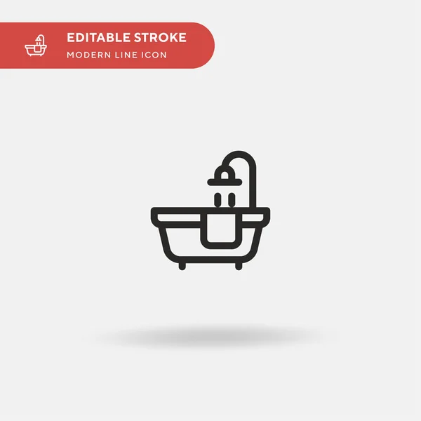 浴缸简单的矢量图标 Web移动Ui元素的说明性符号设计模板 完美的彩色现代象形文字可编辑笔画 您的商业项目的浴缸图标 — 图库矢量图片