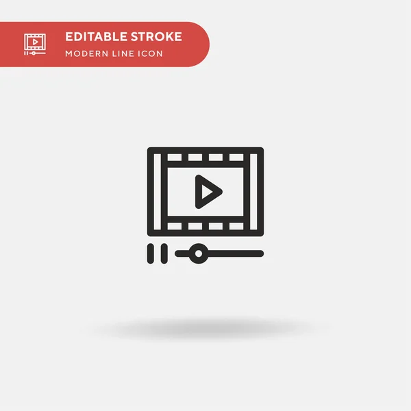 Video Player Ícone vetorial simples. Modelo de design de símbolo de ilustração para elemento UI móvel da web. Pictograma moderno de cor perfeita em curso editável. Ícones de Video Player para o seu projeto de negócio — Vetor de Stock