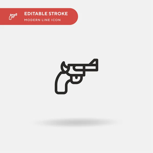 Pistola Ícone vetorial simples. Modelo de design de símbolo de ilustração para elemento UI móvel da web. Pictograma moderno de cor perfeita em curso editável. Ícones de arma para o seu projeto de negócio — Vetor de Stock