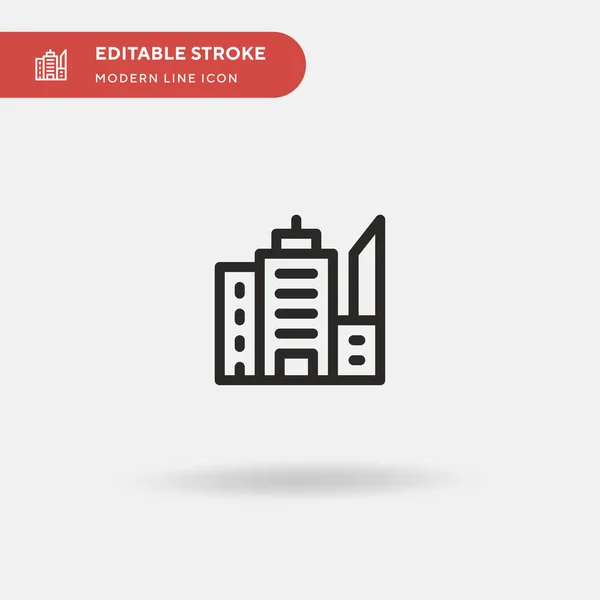 Cidade Ícone Vetorial Simples Modelo Design Símbolo Ilustração Para Elemento — Vetor de Stock