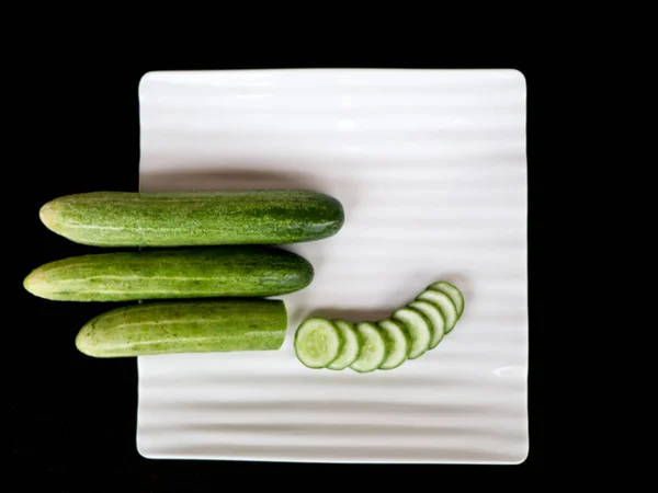 Fresh Raw Cucumber Sliced Ones Organic Healthy Vegetable — Stock Photo, Image
