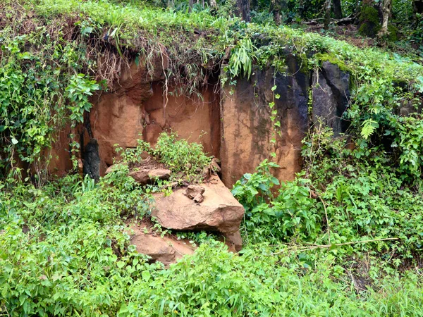 Pedra Quebrada Pedaços Como Parte Deslizamento Terra Área Eco Sensível — Fotografia de Stock