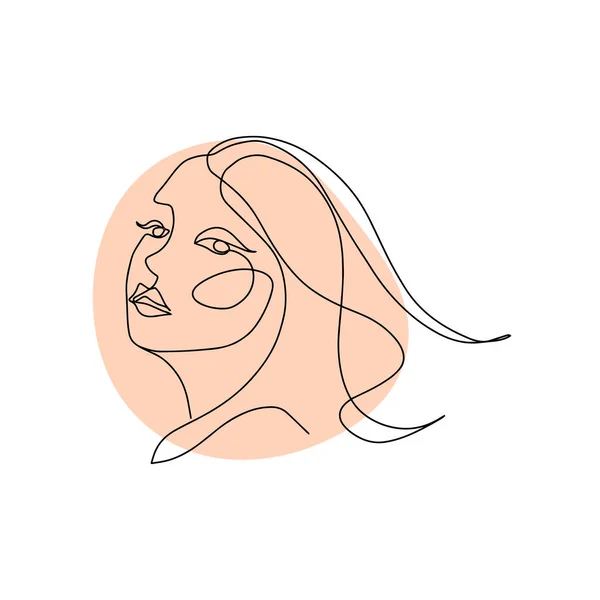 Retrato Mulher Elegante Uma Linha Esboço Desenhado Mão Estilo Minimalista — Vetor de Stock