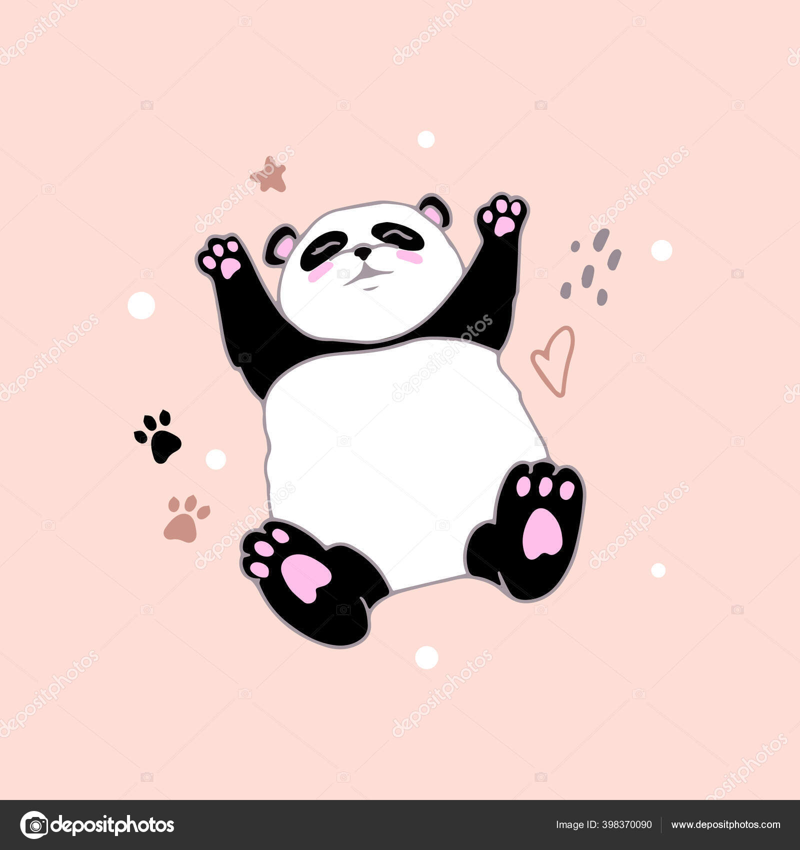 Urso Panda Desenhado à Mão Com Arco-íris Desenho De Impressão Em