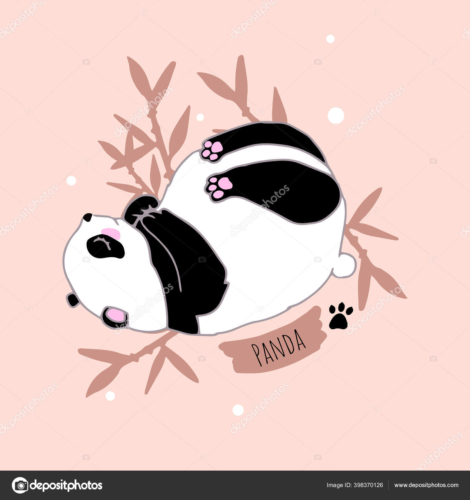 Panda bonito em estilo simples de desenho animado