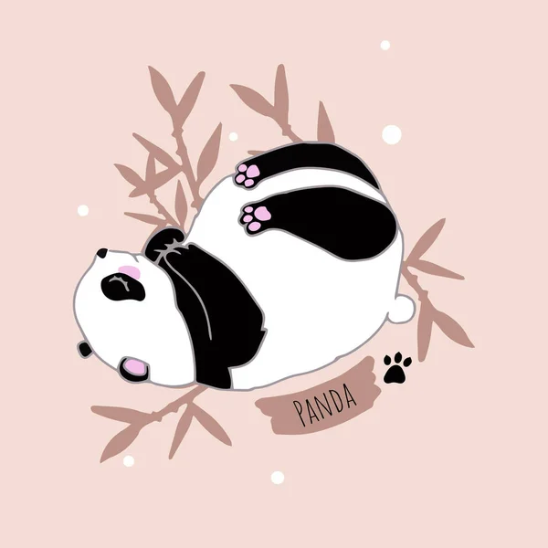 Mignon Petit Panda Style Dessin Animé Trouve Dans Bambou Ours — Image vectorielle