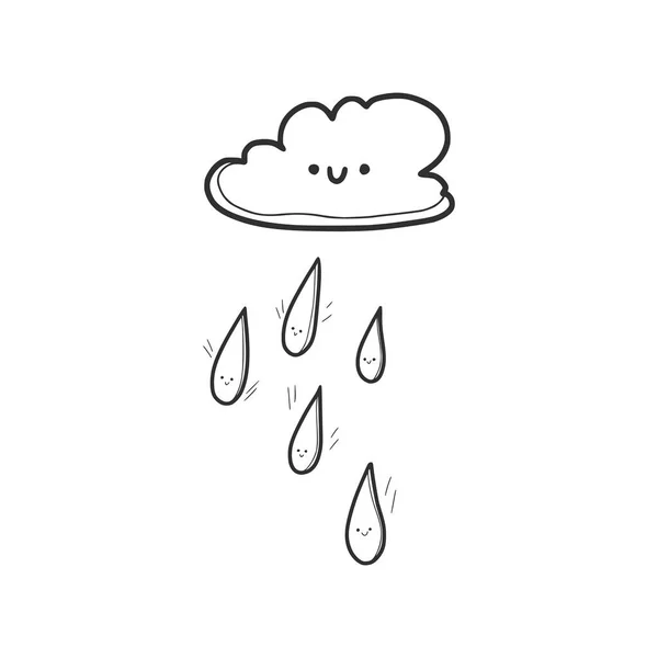 เมฆด ดเด ลเช งเส ฝนตก ภาพคาวายท กของสภาพอากาศ ไอคอนอ โมจ ในสภาพอากาศ — ภาพเวกเตอร์สต็อก