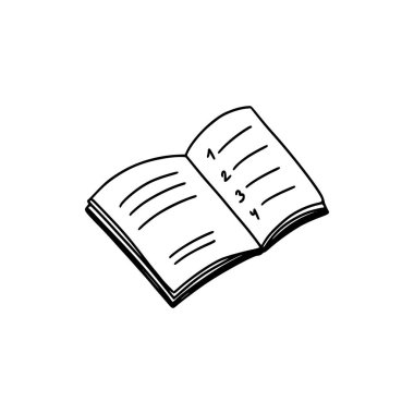 Doğrusal karalama simgesi - yapılacaklar listesi olan not defteri. Ofiste ve evde çalış. Zaman çizelgesi. El çizimi doğrusal çizim. Beyaz arkaplanda vektör